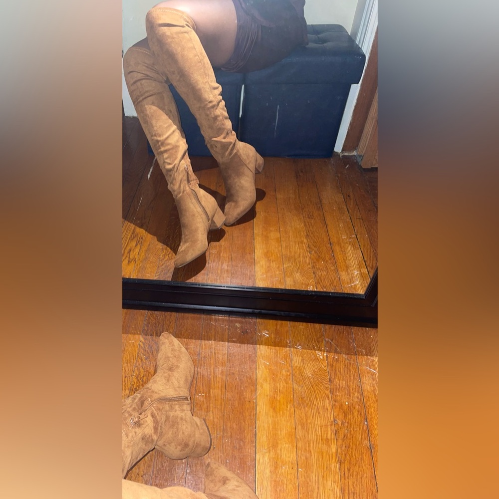 Chase + Chloe Tan Over the Knee Boots